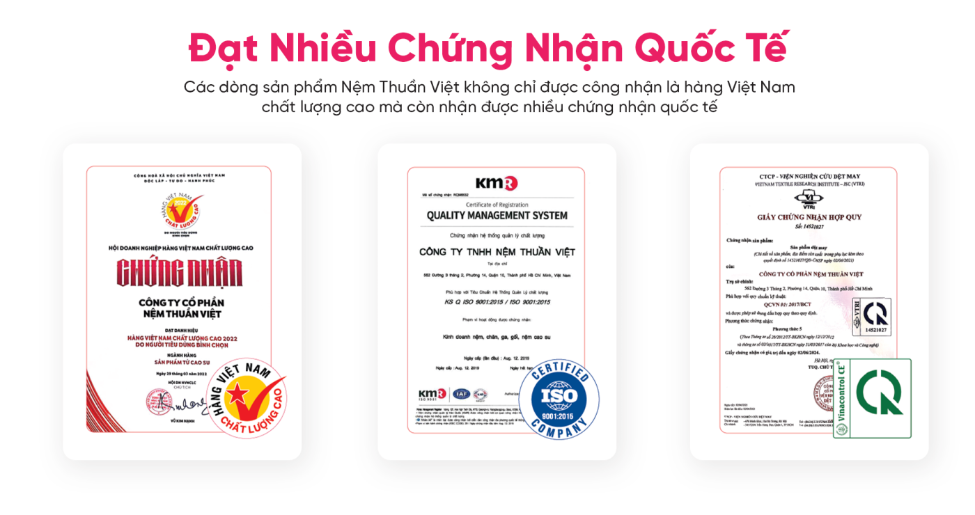 Đạt nhiều chứng nhận