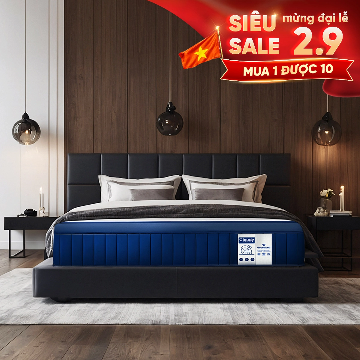 Nệm lò xo Thuần Việt Cloudy – Êm ái, bồng bềnh tựa trên mây