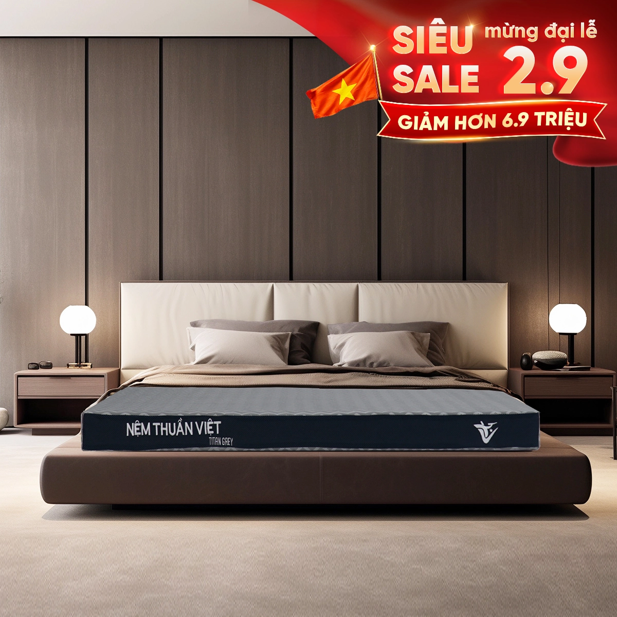 Nệm cao su Thuần Việt Titan Grey – Sạch êm, mát lạnh, nâng đỡ vượt trội