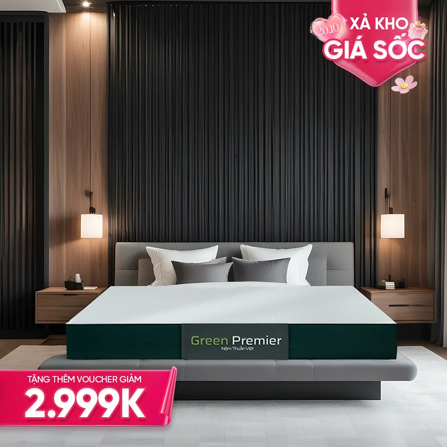 Nệm Cao Su Thiên Nhiên Thuần Việt Green Premier
