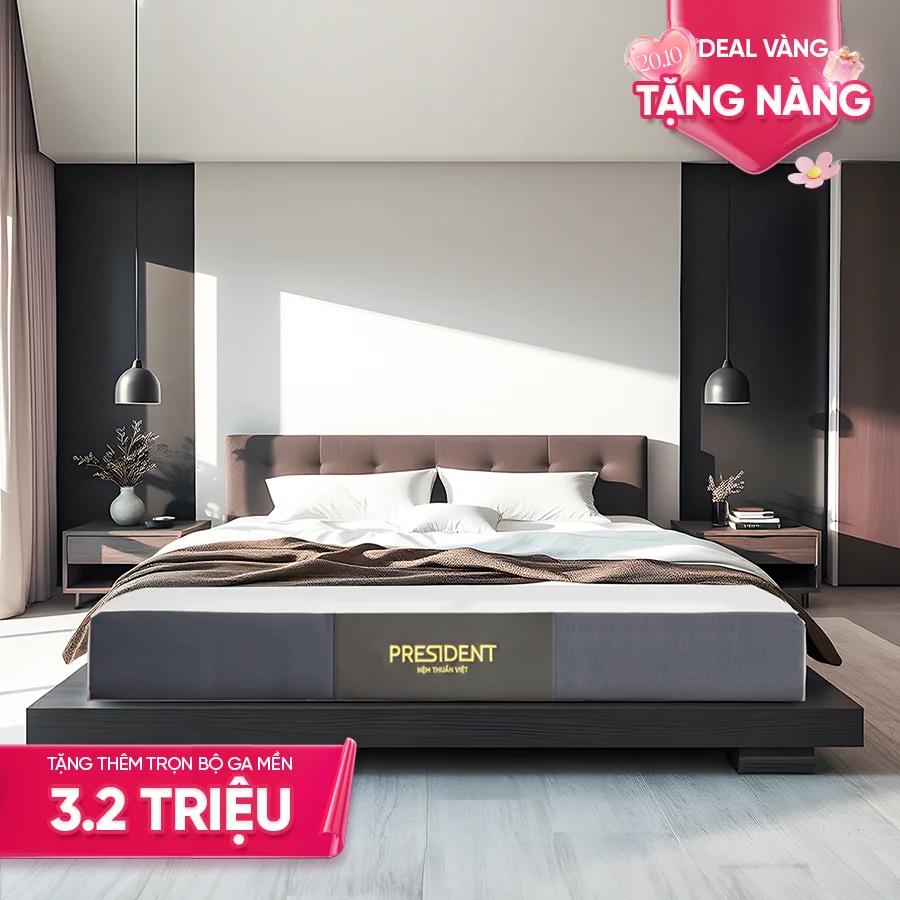 Nệm cao su thiên nhiên Thuần Việt President – Chuyên gia làm mát, điều hòa giấc ngủ