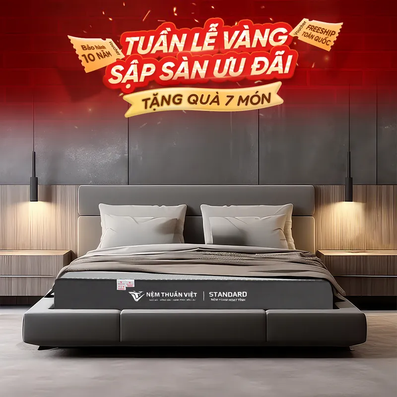 Nệm Foam Hoạt Tính Thuần Việt Standard – Nệm foam êm ái nâng đỡ