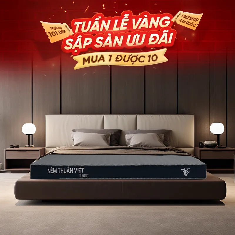 Nệm cao su Thuần Việt Titan Grey – Sạch êm, mát lạnh, nâng đỡ vượt trội